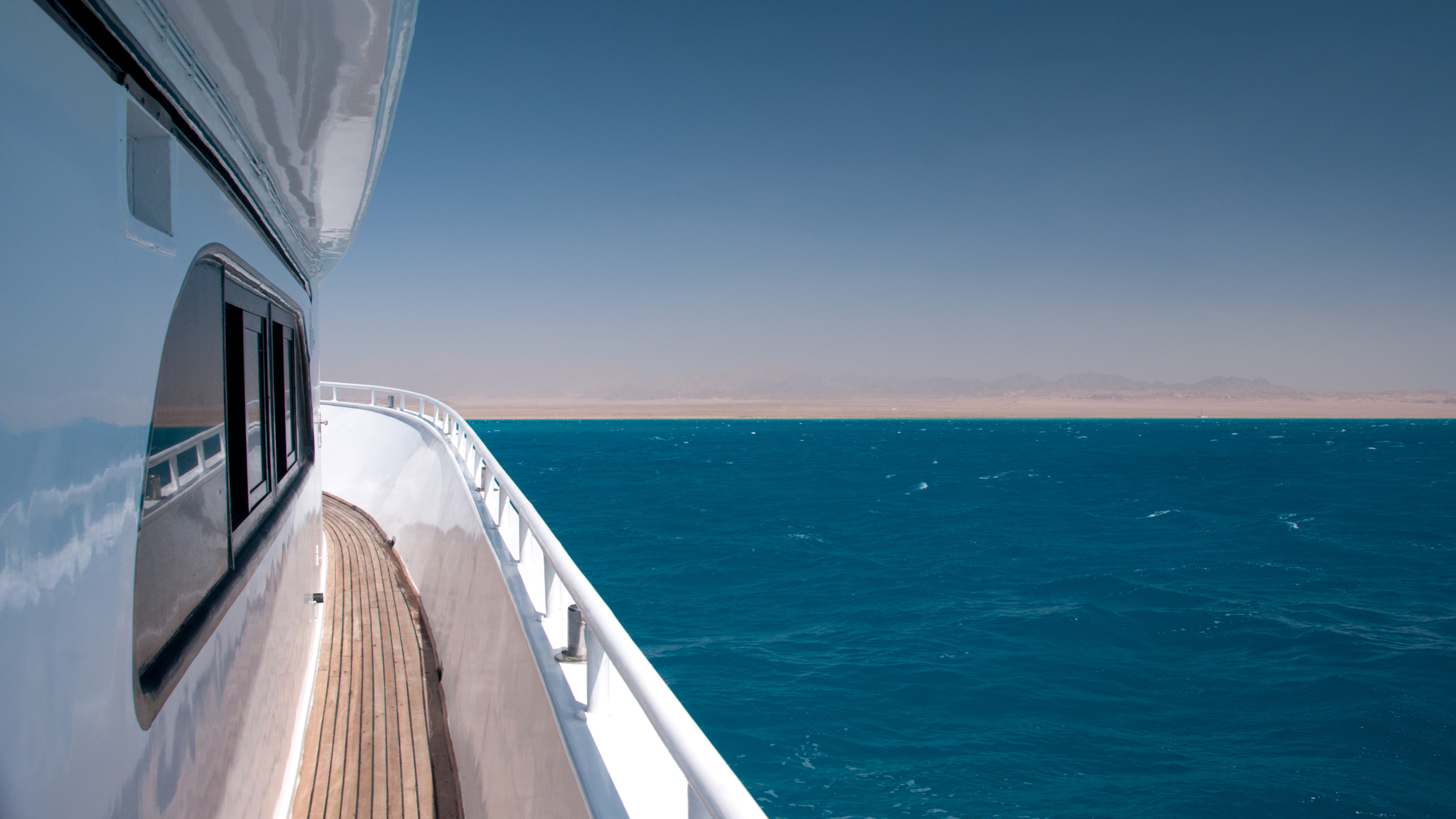 At sea